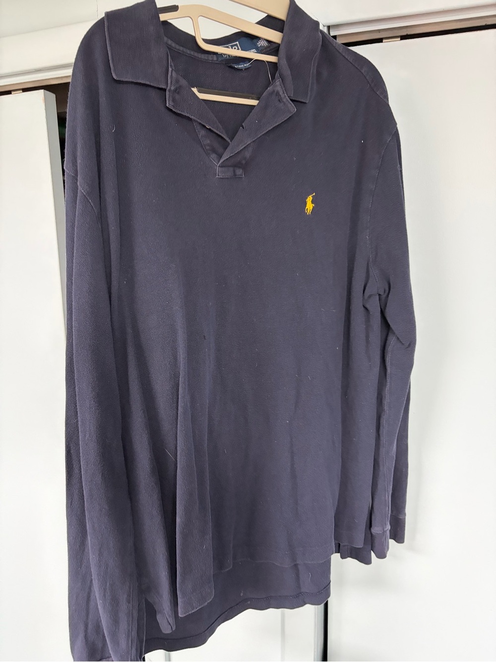 Polo by Ralph Lauren Long-Sleeve Polo Shirt navy blue/gold pony logo size XL